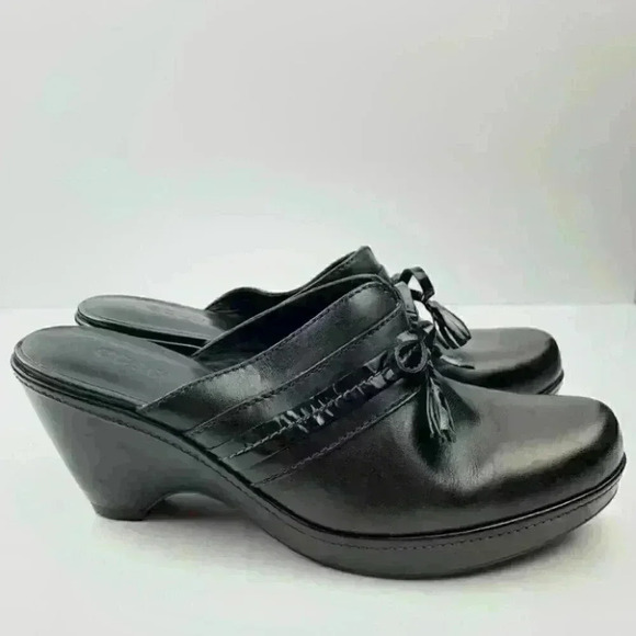 Ecco mules size 38 7-7.5 black leather bow - Picture 13 of 13